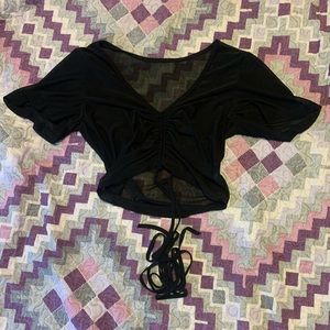 Black mesh crop top